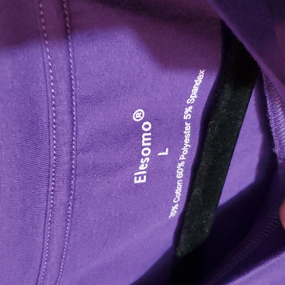 Elesemo Women's Vibrant Purple Short Sleeve Tee Large - Picture 2 of 4